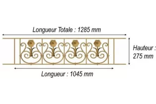 élément prêt à poser balustrade Arc en Barois 1045 x 275 FONTE Ref: F68.552