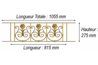 élément prêt à poser balustrade Arc en Barois 815 x 275 FONTE Ref: F68.556