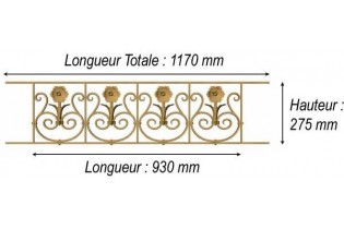 élément prêt à poser balustrade Arc en Barois 930 x 275 FONTE Ref: F68.557