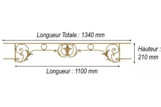 élément prêt à poser Barres d'appui Chantilly - avec main courante et peinture d'apprêt 1100 x 210 FONTE Ref: F68.564