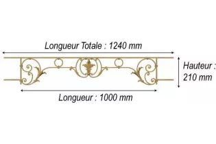 élément prêt à poser Barres d'appui Chantilly 1000 x 210 FONTE Ref: F68.569