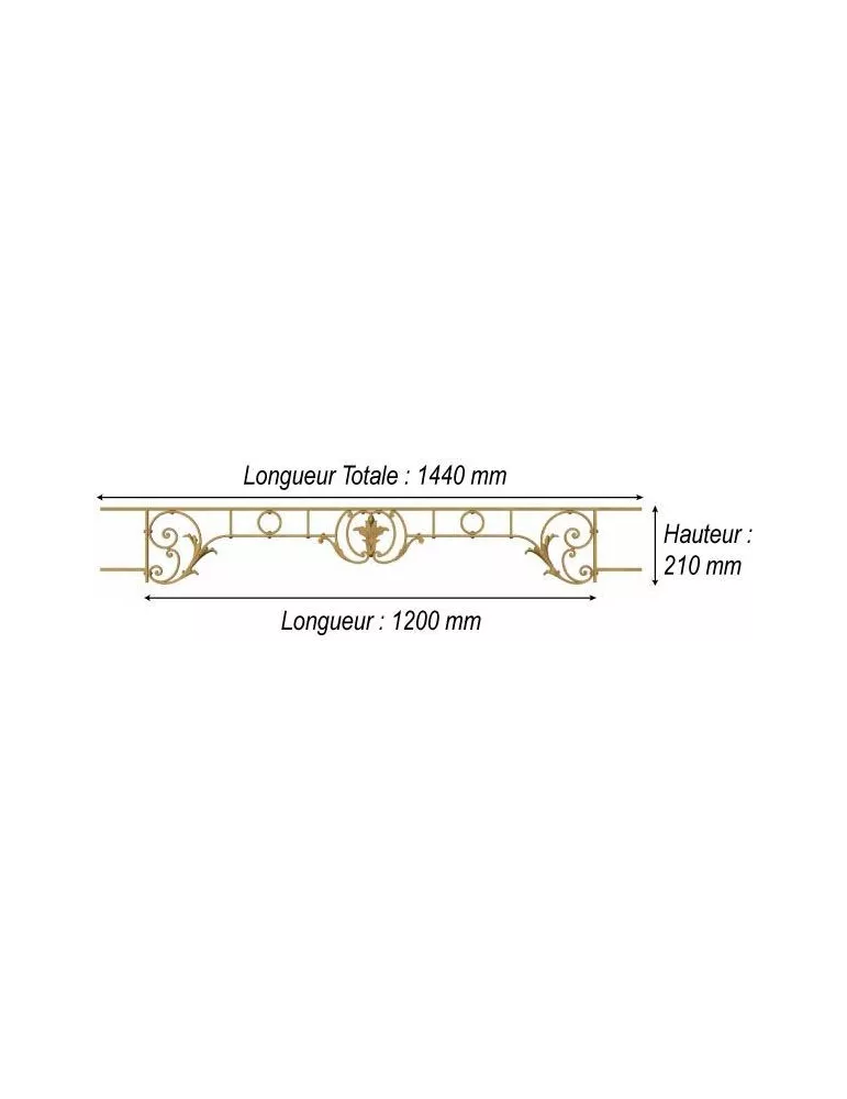 élément prêt à poser Barres d'appui Chantilly 1200 x 210 FONTE Ref: F68.571