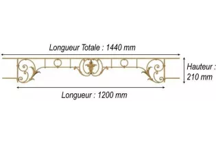 élément prêt à poser Barres d'appui Chantilly 1200 x 210 FONTE Ref: F68.571