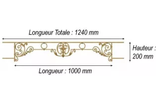 élément prêt à poser Barres d'appui Chenonceau - avec main courante et peinture d'apprêt 1000 x 200 FONTE Ref: F68.576