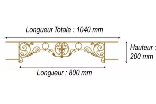 élément prêt à poser Barres d'appui Chenonceau - Brut de fonderie 800 x 200 FONTE Ref: F68.580