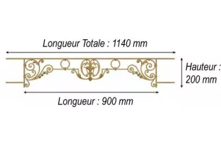 élément prêt à poser Barres d'appui Chenonceau - Brut de fonderie 900 x 200 FONTE Ref: F68.581