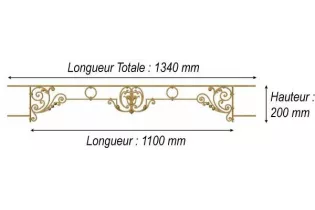 élément prêt à poser Barres d'appui Chenonceau - Brut de fonderie 1100 x 200 FONTE Ref: F68.583