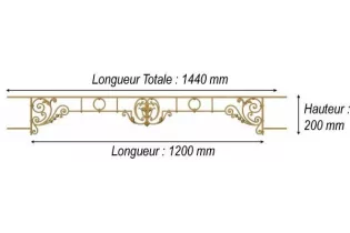 élément prêt à poser Barres d'appui Chenonceau - Brut de fonderie 1200 x 200 FONTE Ref: F68.585