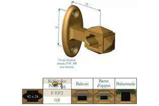 élément prêt à poser Fixation En Façade 75 x 70 Section 42x24 FONTE Ref: F-EF2