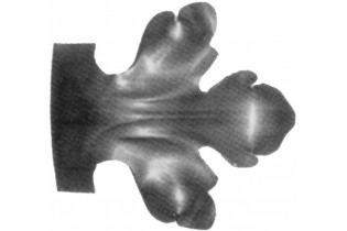 pièce élément ferronnier serrurier Feuille d'acanthe 77 x 73 Hauteur 11 ACIER Ref: GAC077F2