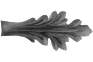 pièce élément ferronnier serrurier Feuille d'acanthe 109 x 53 Hauteur 17 LAITON Ref: GAC109F1