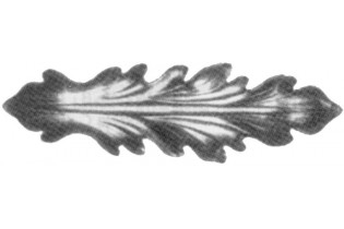 pièce élément ferronnier serrurier Feuille d'acanthe 130 x 38 Hauteur 7 LAITON Ref: GAC130F1