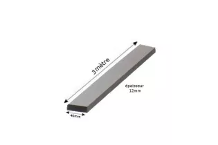 pièce élément ferronnier serrurier Barre LISSE PLAT Longueur 3000 Section 40x12 ACIER Ref: F59.541
