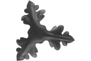 pièce élément ferronnier serrurier Rosace Culot 3 branches 86 x 80 Hauteur 23 LAITON Ref: GC3080F1