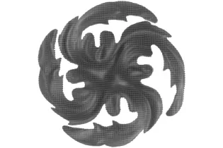 pièce élément ferronnier serrurier Rosace culot circulaire orientée droite 98 x 98 Hauteur 15 ACIER Ref: GCD098F2