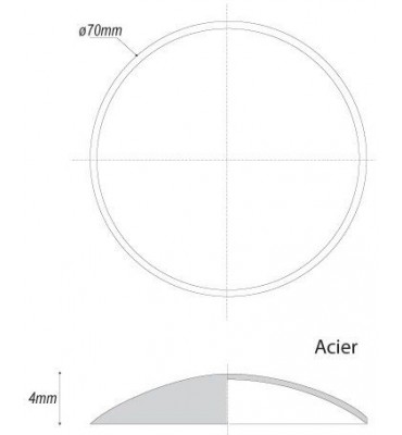 pièce élément ferronnier serrurier Embouti circulaire Diamètre 70 ACIER Ref: GE1070F2