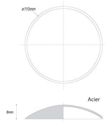 pièce élément ferronnier serrurier Embouti circulaire Hauteur 8 Diamètre 110 ACIER Ref: GE1110F2