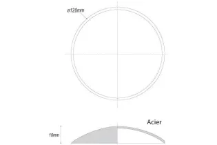 pièce élément ferronnier serrurier Embouti circulaire Hauteur 10 Diamètre 120 ACIER Ref: GE1120F2