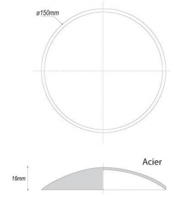 pièce élément ferronnier serrurier Embouti circulaire Hauteur 16 Diamètre 150 ACIER Ref: GE1150F2