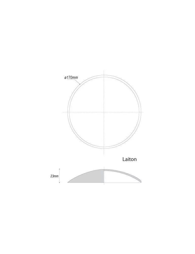 pièce élément ferronnier serrurier Embouti circulaire Hauteur 23 Diamètre 170 LAITON Ref: GE1170F1