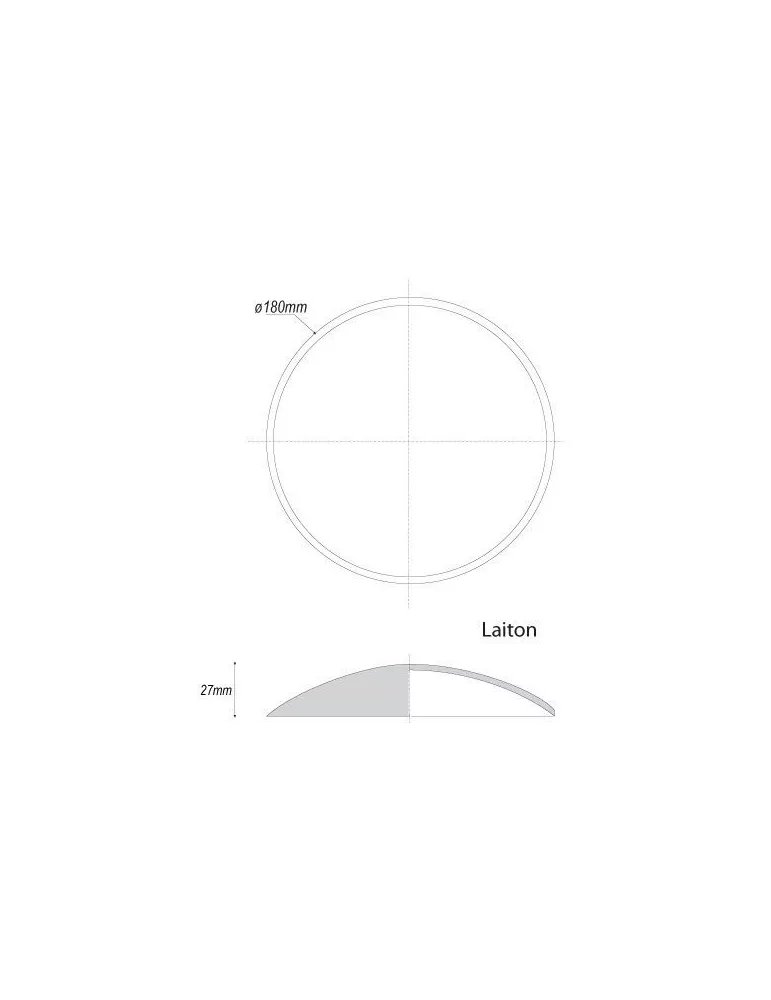 pièce élément ferronnier serrurier Embouti circulaire Hauteur 27 Diamètre 180 LAITON Ref: GE1180F1