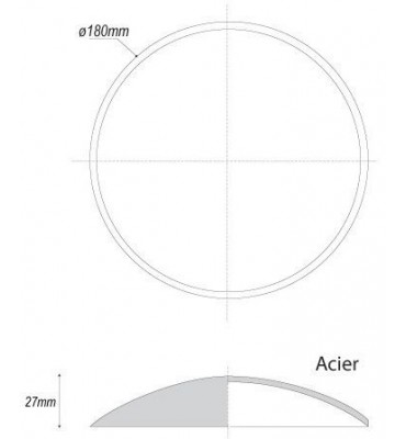 pièce élément ferronnier serrurier Embouti circulaire Hauteur 27 Diamètre 180 ACIER Ref: GE1180F2