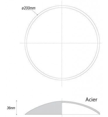pièce élément ferronnier serrurier Embouti circulaire Hauteur 36 Diamètre 200 ACIER Ref: GE1200F2