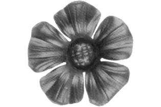 pièce élément ferronnier serrurier Fleur d'Eglantine 70 x 68 Hauteur 17 ACIER Ref: GEG068F2