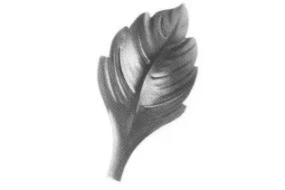 pièce élément ferronnier serrurier Feuille de Rosier Gravure droite 50 x 26 ACIER Ref: GFR050F2