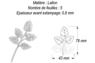 pièce élément ferronnier serrurier Branche de rosier 78 x 43 LAITON Ref: GFR078F1