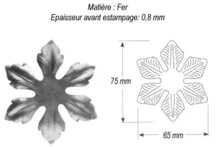 pièce élément ferronnier serrurier Griffe 5 branches 75 x 65 ACIER Ref: GG6075F2