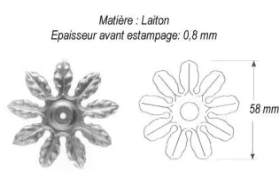 pièce élément ferronnier serrurier Griffe 5 branches Diamètre 58 Ref: GG9058F1