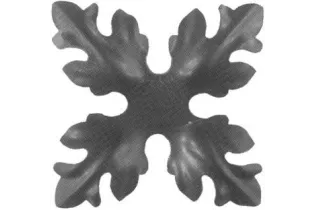 pièce élément ferronnier serrurier Rosace culot façon acanthe 4 branches 80 x 80 Hauteur 19 LAITON Ref: GGF080F1