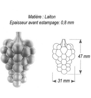 pièce élément ferronnier serrurier Grappe de raisin 47 x 31 LAITON Ref: GGR047F1