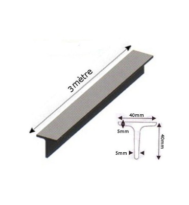 pièce élément ferronnier serrurier Barre LISSE CORNIERE T Longueur 3000 Section 40x40x5 ACIER Ref: F59.563