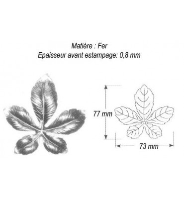 pièce élément ferronnier serrurier Feuille de Marronnier 77 x 73 ACIER Ref: GMA077F2