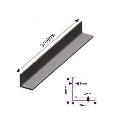 pièce élément ferronnier serrurier Barre LISSE CORNIERE L Longueur 3000 Section 20x20x3 ACIER Ref: F59.569