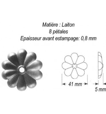 pièce élément ferronnier serrurier Rosace Diamètre 41 LAITON Ref: GRB041F1