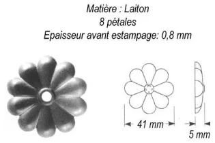 pièce élément ferronnier serrurier Rosace Diamètre 41 LAITON Ref: GRB041F1