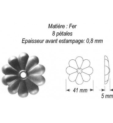 pièce élément ferronnier serrurier Rosace Diamètre 41 ACIER Ref: GRB041F2