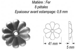 pièce élément ferronnier serrurier Rosace Diamètre 41 ACIER Ref: GRB041F2