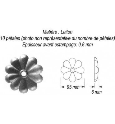 pièce élément ferronnier serrurier Rosace Hauteur 6 Diamètre 95 LAITON Ref: GRB095F1