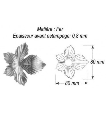 pièce élément ferronnier serrurier Feuille de Vigne Vierge 80 x 80 ACIER Ref: GVV080F2
