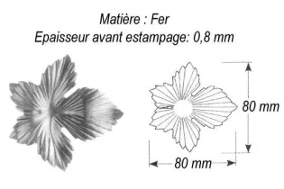 pièce élément ferronnier serrurier Feuille de Vigne Vierge 80 x 80 ACIER Ref: GVV080F2