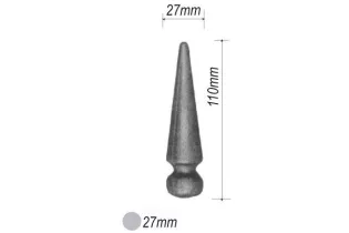 pièce élément ferronnier serrurier Pointe de lance coniques 110 x 27 Diamètre 27 ACIER FER FORGE Ref: P12B