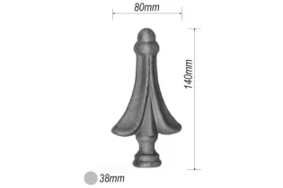 pièce élément ferronnier serrurier Pointe de lance chapiteau 140 x 80 Diamètre 38 ACIER FER FORGE Ref: P16A