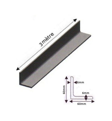 pièce élément ferronnier serrurier Barre LISSE CORNIERE L Longueur 3000 Section 60x60x6 ACIER Ref: F59.581