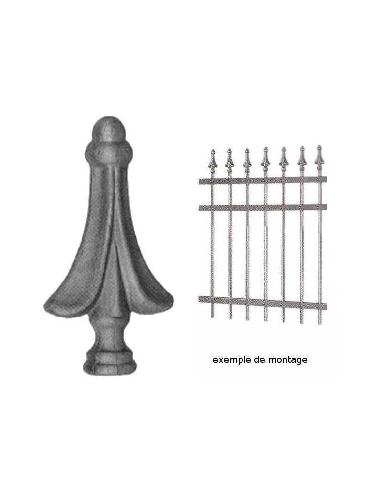 Pointe de lance chapiteau 80 x 45 Diamètre 20 ACIER FER FORGE Ref: P16C