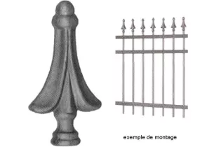 Pointe de lance chapiteau 80 x 45 Diamètre 20 ACIER FER FORGE Ref: P16C