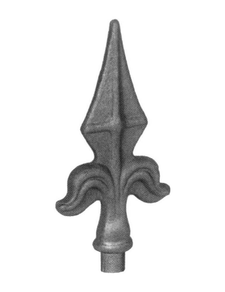 pièce élément ferronnier serrurier Pointe de lance fleur de lys avec épaulement 190 x 95 Diamètre 20 ACIER FER FORGE Ref: P17A